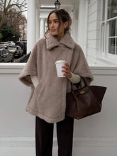 Aiertu - Women Grey Loose Half Sleeve Fluffy Faux Fur Coat Fashion Casual Winter Warm Soft Plush Jacket New Lady High Street Outerwear Aiertu