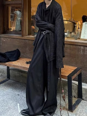 Aiertu - Vintage Japanese Style Woman Baggy Suit Pants Y2k Pleated Black Harajuku Gothic Korean Fashion Streetwear Summer Bottoms Aiertu