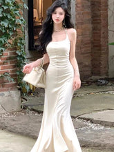 Aiertu - Knitted Neck-mounted Slim Dresses for Women Summer New Elegant Fashions Sleeveless Long Dress Evening Party Female Clothing Aiertu