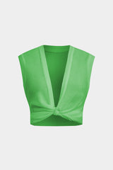 Aiertu Twist Knot V-Neck Tank Top Aiertu
