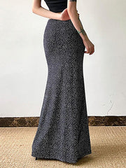 Aiertu -Vintage Polka Dot Print Mesh Double-Layer Maxi Skirt aiertu