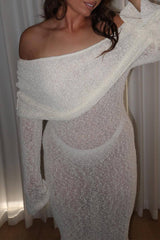 Aiertu - Sexy Vacation Solid Hollowed Out See-through Swimwears Cover Up Aiertu