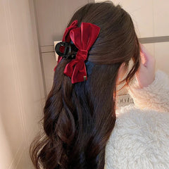 Aiertu - Big Bow Hair Clip Women Girls Double-Sided Velvet Bowknot Shark Clips Korea Back Head Hairpin Autumn Winter Headwear Accessories Aiertu