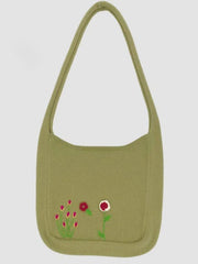 Aiertu -Ethnic Floral Embroidery Knitted Shopper Bag aiertu