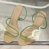 Aiertu - Sexy PVC Transparent Flower Narrow Band Women Sandals Street Style Open Toe Thin High Heels Party Prom Shoes Aiertu