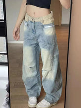 Aiertu Vintage Women Y2K Jeans High Waist American Streetwear Denim Pants Loose Casual Hip Hop Bf Fall Winter Wide Leg Trousers Aiertu