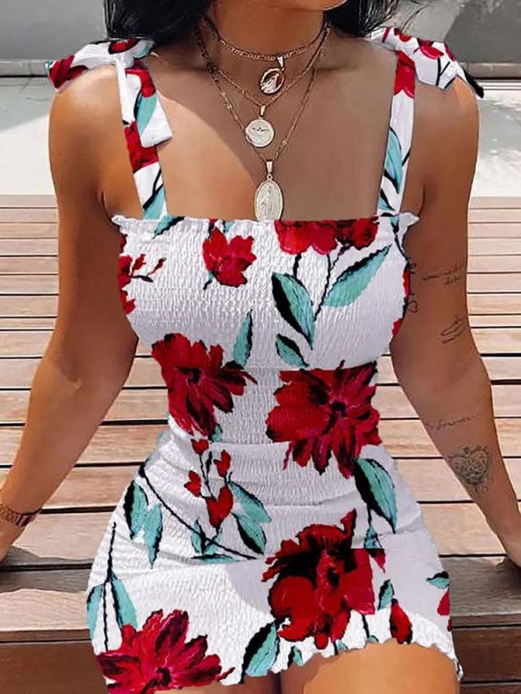 Aiertu Sexy Women's Bodycon Dress 2025 New Summer Fashion White Sling Strapless Folds Mini Slim Pencil Print Tank Dresses For Women Aiertu