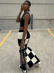 Aiertu - Classic Women Skirts Checkerboard Knit Side Split Skinny Vintage Fashion Wild Streetwear High Waist Maxi Straight Skirt Aiertu