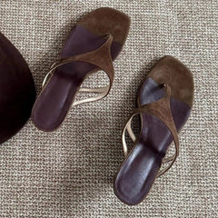 Aiertu Retro Style Clip Toe Women Flip Flops Summer New Fashion Mid Heels Dress Women Slippers Vacation Comfortable Concise Sandalias Aiertu