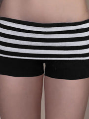 Aiertu -Contrast Stripe Foldover Low Waist Shorts aiertu