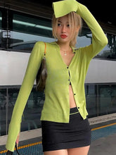 Aiertu - Green Women's Shirt Basic Top Spring V Neck Button Blouses Sexy Crop Top Long Sleeve Top Ladies Club Party T Shirts Blouse Aiertu