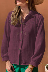 Aiertu -Casual Hollow Out Turndown Collar Blouses(4 Colors) aiertu