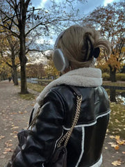 Fashion Double Sided Short Jacket Women Warm Thick Lapel Lambswool Coat Autumn Winter Vintage Female Fleece Chic Tops Aiertu