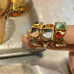 Fashion Female Gorgeous Ring with Shiny Zirconia Simple Style Accessories for Wedding Party Trendy Jewelry Gifts Aiertu