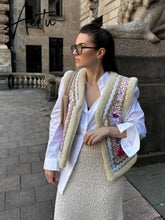 Fashion Fur Edge Emboridered Print Waistcoat Women Sleeveless Warm Thickened Jacket Autumn Winter Lady Pink High Streetwear Aiertu