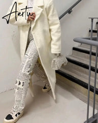 Fashion Newspaper Letter Printed Straight Denim Pants New Streetwear High Waist All-Match Jeans for Women Trousers Aiertu
