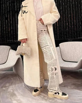 Fashion Newspaper Letter Printed Straight Denim Pants New Streetwear High Waist All-Match Jeans for Women Trousers Aiertu