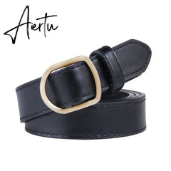 Fashion No-hole Buckle Women Belt Luxury Designer Belts Jeans Decorative Female Dress Thin PU Leather Waist Strap Aiertu