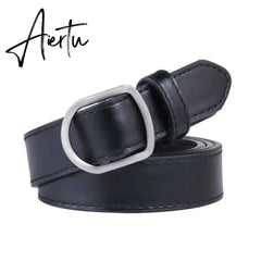 Fashion No-hole Buckle Women Belt Luxury Designer Belts Jeans Decorative Female Dress Thin PU Leather Waist Strap Aiertu