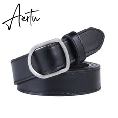 Fashion No-hole Buckle Women Belt Luxury Designer Belts Jeans Decorative Female Dress Thin PU Leather Waist Strap Aiertu