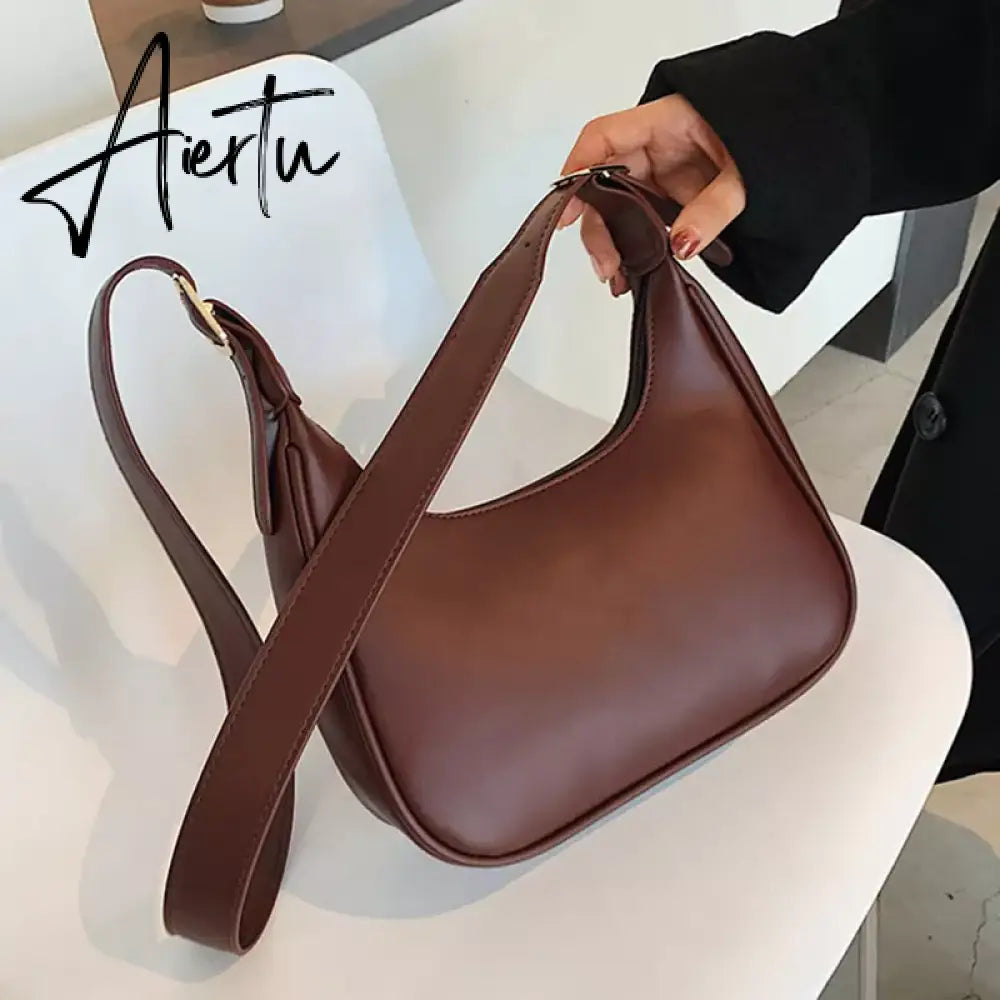 Fashion Shoulder Bags For Women Casual Crossbody Bags For Women Pu Leather Solid Color Simple Handbags Women'S Bag Aiertu
