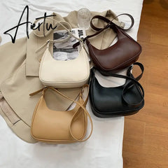 Fashion Shoulder Bags For Women Casual Crossbody Bags For Women Pu Leather Solid Color Simple Handbags Women'S Bag Aiertu