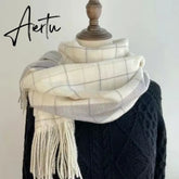 Fashion winter plaid scarf female autumn and winter everything new British classic imitation cashmere plaid sha Aiertu