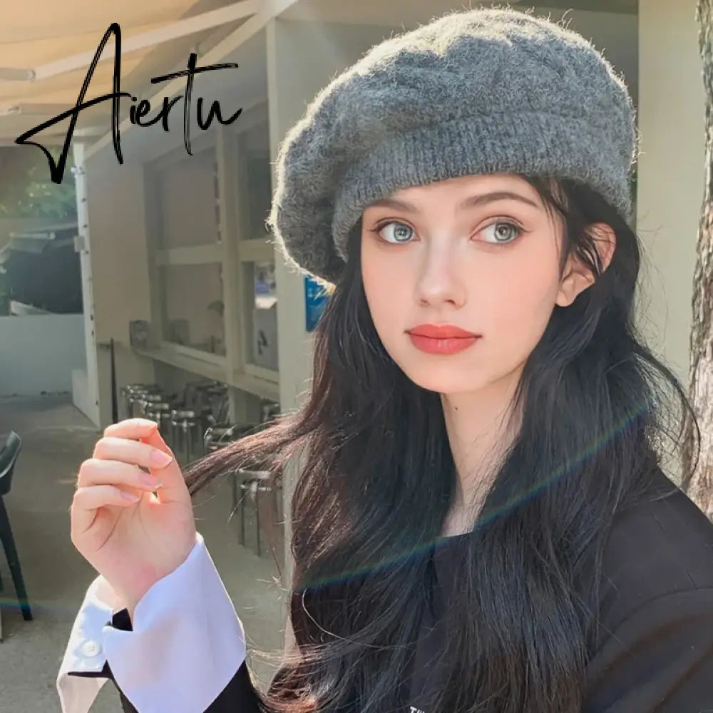 Fashion Winter Women Beret Warm Knitted Baggy Beanie Hat Pretty Comfortable Plain Caps Multicolor Elasticity Cap Aiertu