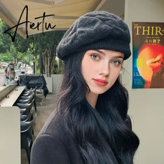 Fashion Winter Women Beret Warm Knitted Baggy Beanie Hat Pretty Comfortable Plain Caps Multicolor Elasticity Cap Aiertu