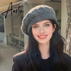Fashion Winter Women Beret Warm Knitted Baggy Beanie Hat Pretty Comfortable Plain Caps Multicolor Elasticity Cap Aiertu