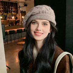 Fashion Winter Women Beret Warm Knitted Baggy Beanie Hat Pretty Comfortable Plain Caps Multicolor Elasticity Cap Aiertu