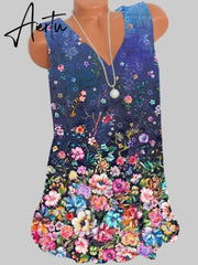 Fashion Women T-shirt Casual Large Size V-neck T-shirt Loose Printed Top Women Aiertu