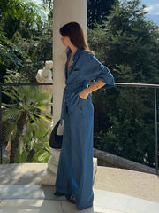 Aiertu 2025 New Fashion Loose Blue Jeans Women's Retro High Waisted Wide Leg Denim Pants Spring High Street All-match Straight Jean Aiertu