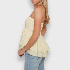 Aiertu Summer Shirred Tube Tops for Women Off Shoulder Backless Sleeveless Layered Ruffle Vest for Party Club Aiertu