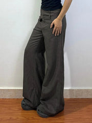 Aiertu - Elegant Vintage Striped Straight Pants Women American Retro Office Ladie Casual Loose Patchwork Wide Leg Pants 2025 Y2k Aiertu