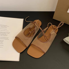 Aiertu - Square Toe Women Flat Sandals Casual Loafers Shoes Woman Slippers Slingback 2025 Trend Summer Dress Designer Comfort Sandalias Aiertu