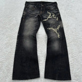Aiertu - High Street Gothic American Fashion Hip Hop Straight Jeans Harajuku y2k Personalized Washed Low Waist Slim Micro Flared Jeans Aiertu