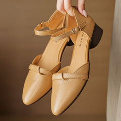 Aiertu - Plus size 34-41 women's genuine leather pointed toe ankle strap flats sandals soft comfortable female summer shoes for woman hot Aiertu