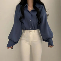 Aiertu Elegant V-Neck Professional White Shirt Women's Sensibility Design Large Size Underwear Top For Spring And Autumn Aiertu