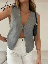 Female Hollow Out Knit Cardigan Sexy Sleeveless Baggy High Street Tank Top Summer V-Neck Slim Fashion Women Vest Y2k Top Aiertu
