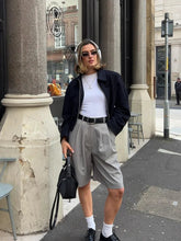 Aiertu - Women Chic Black Lapel Cropped Short Jacket Casual Long Sleeves Loose Coat 2026 Autumn Female Warm High Street Outerwear Aiertu