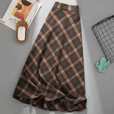 Aiertu Autumn Winter Woolen Skirt Women Korean Style Thick High Waist Long Skirt Woman A Line Pleated Plaid Skirt Female Aiertu