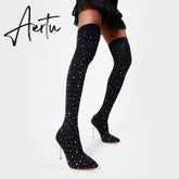 FIT Women Rhinestone Over-The-Knee Sock Boots mysite