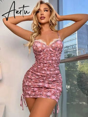 Floral Eyelash Lace Ruched Underwire Night Dress Aiertu