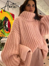 Fluffy Turtleneck Women Sweater Tops Knitted Casual Warm Fashion Sweaters Female Lady Soft Long Sleeve Pullover Streetwear Aiertu