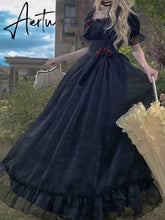 France Mesh Lolita Dress Women Summer Blue White Black Gothic Evening Party Dresses Sweet Korean Princess Fairy Dress Aiertu