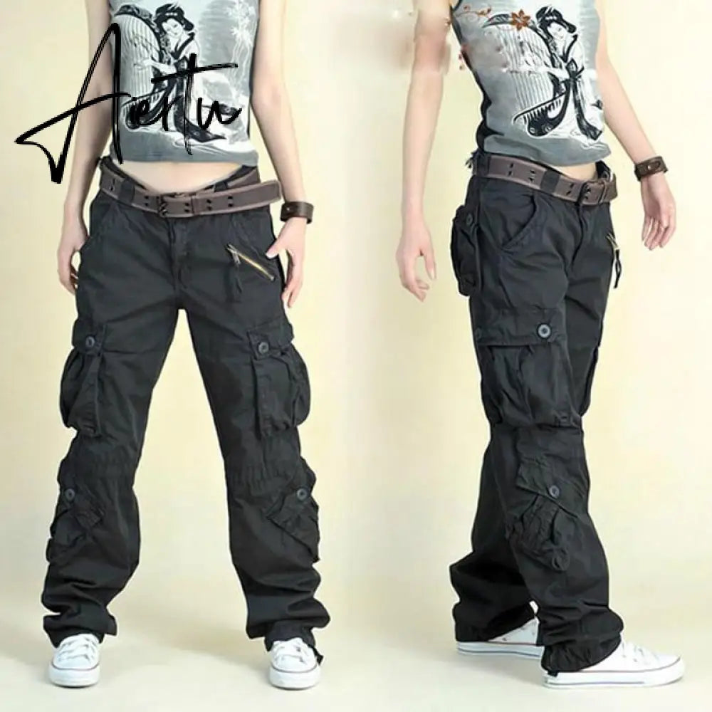 Free Shipping New Arrival Fashion Hip Hop Loose Pants Jeans Baggy Cargo Pants For Women Aiertu