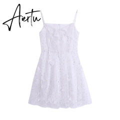 French Fairy Dress Women Elegant Sleeveless Chiffon Mini Dress Casual Floral Print Korean Kawaii Summer Dress Women Aiertu
