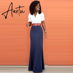 Graceful Navy Blue Long Mermaid Women Skirts Faldas Saia High Quality Invisible Zipper Floor Length Skirts Custom Made Maxi Saia Aiertu