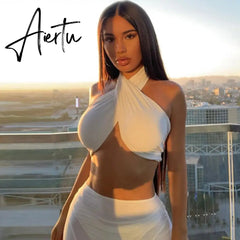 Halter Sexy Strapless Tank Tops Black Sleeveless Wrap Short Crop Tops For Women Summer Top Fashion Ruched Tube Tanks Cropped Top Aiertu